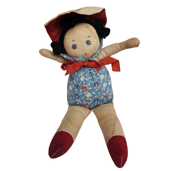 Antique 1920s Hand Made Cloth Rag Doll Flapper Baby - Picture 1 of 4